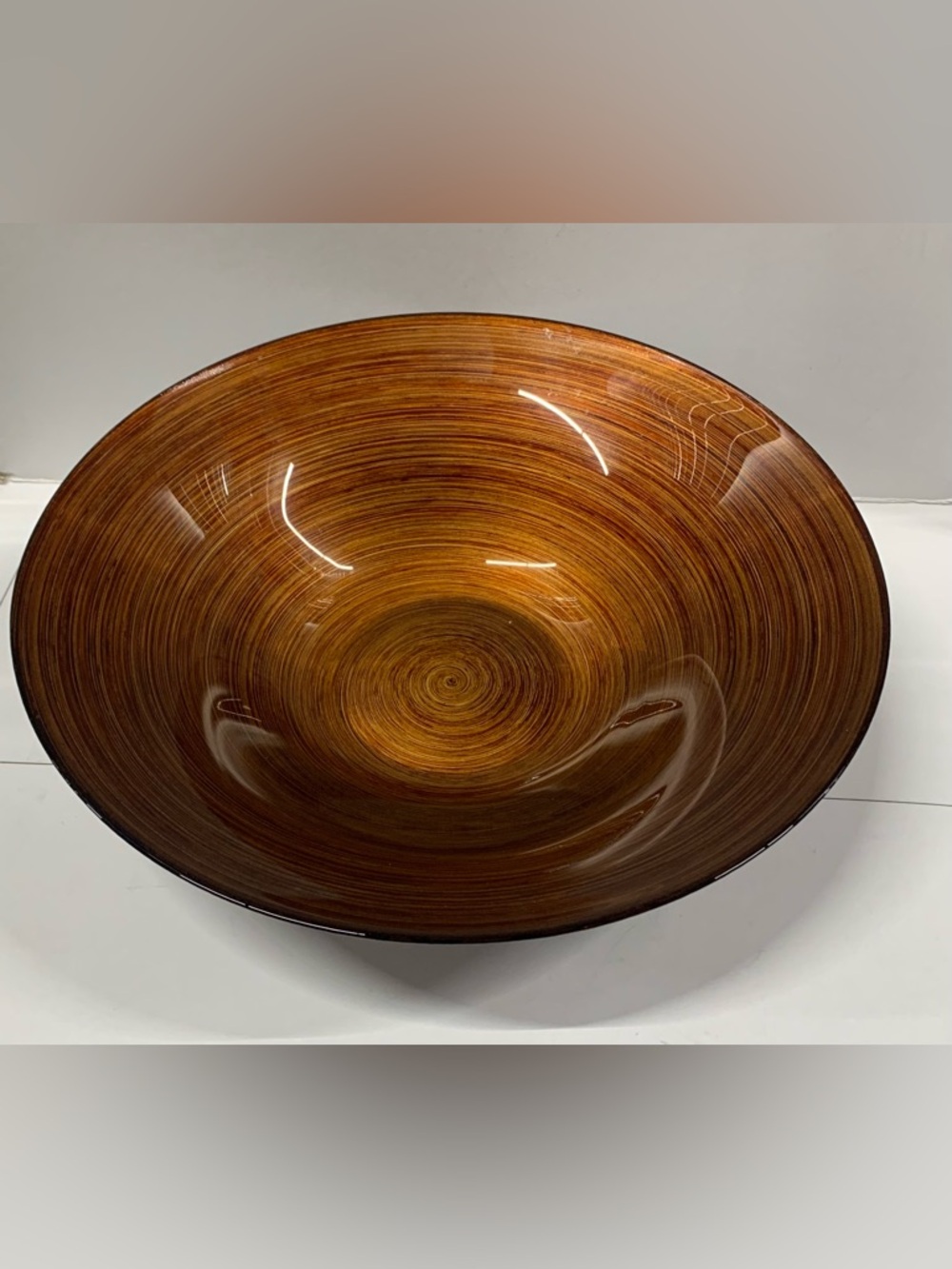 Large Decorative Amber Swirl Glass Bowl